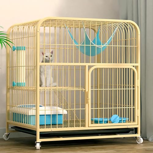 Katzenkäfig - Katzengehege 4 Universalrädern, Katzenkäfig Katzengehege Outdoor/Indoor Kleintierkäfig Katzen Transportbox Katze Gehege für Kleintiere Balkon Leicht Zu Montieren (Holzfarbe, X Groß) von Generisch