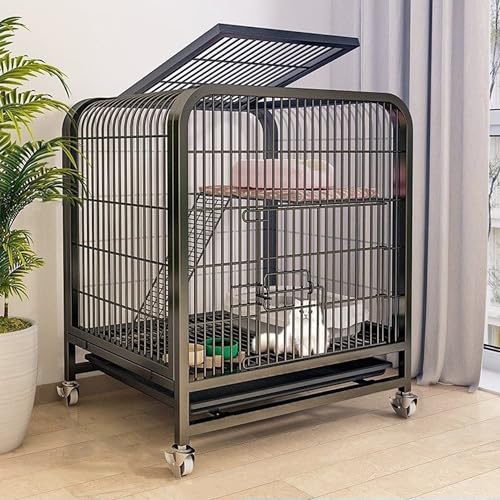Katzenkäfig - Katzengehege 4 Universalrädern, Katzenkäfig Katzengehege Outdoor/Indoor Kleintierkäfig Katzen Transportbox Katze Gehege für Kleintiere Balkon Leicht Zu Montieren (Schwarz, Klein) von Generisch
