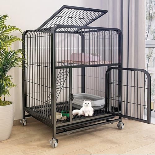 Katzenkäfig - Katzengehege 4 Universalrädern, Katzenkäfig Katzengehege Outdoor/Indoor Kleintierkäfig Katzen Transportbox Katze Gehege für Kleintiere Balkon Leicht Zu Montieren (Schwarz, XX Groß) von Generisch