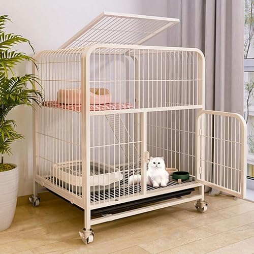 Katzenkäfig - Katzengehege 4 Universalrädern, Katzenkäfig Katzengehege Outdoor/Indoor Kleintierkäfig Katzen Transportbox Katze Gehege für Kleintiere Balkon Leicht Zu Montieren (Weiß, Mittel) von Generisch