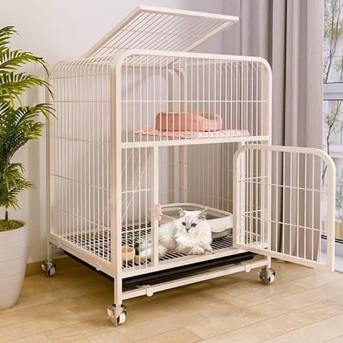 Katzenkäfig - Katzengehege 4 Universalrädern, Katzenkäfig Katzengehege Outdoor/Indoor Kleintierkäfig Katzen Transportbox Katze Gehege für Kleintiere Balkon Leicht Zu Montieren (Weiß, XX Groß) von Generisch