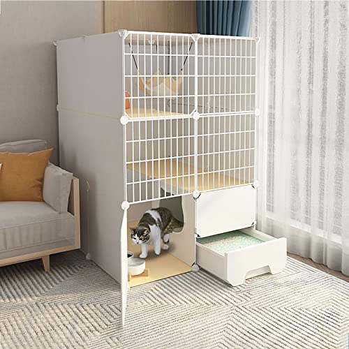 Katzenkäfig Laufstall Gehege für Balkon DIY Metalldraht Zwinger Kiste für Indoor Katzen, Frettchen, Meerschweinchen, Welpen, Kätzchen - Kleintier-Haustierhaus von Generisch