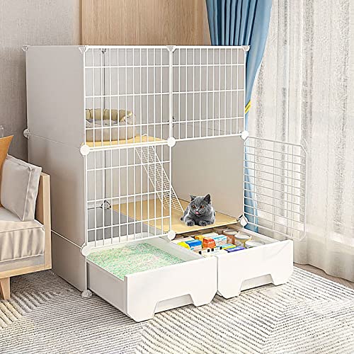 Katzenkäfig Laufstall Gehege für Balkon DIY Metalldraht Zwinger Kiste für Indoor Katzen, Frettchen, Meerschweinchen, Welpen, Kätzchen - Kleintier-Haustierhaus von Generisch