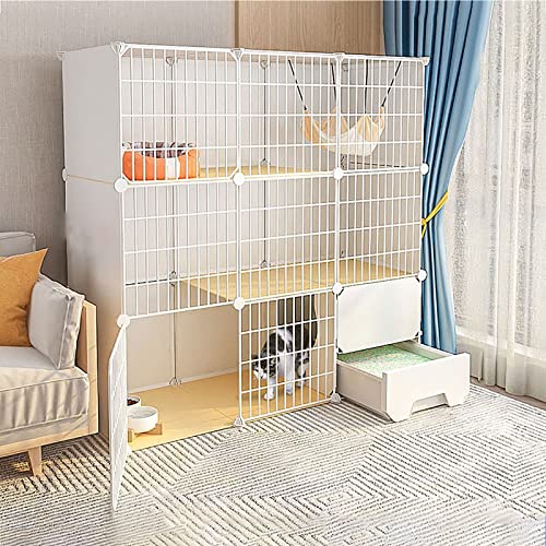 Katzenkäfig Laufstall Gehege für Balkon DIY Metalldraht Zwinger Kiste für Indoor Katzen, Frettchen, Meerschweinchen, Welpen, Kätzchen - Kleintier-Haustierhaus von Generisch