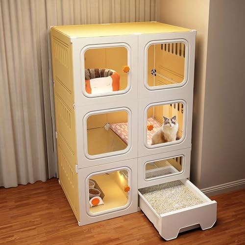 Katzenkäfig aus Spritzgussteilen und Stahl, robust mit selbständiger Schublade, ideal für Katzenstreu und Napf, 71 cm x 46,5 cm x 106 cm Katzenkäfig aus Spritzgussteilen und Stahl, robust mit selbständiger Schublade, ideal für Katzenstreu und Napf, 71 cm x 46,5 cm x 106 cm von Generisch