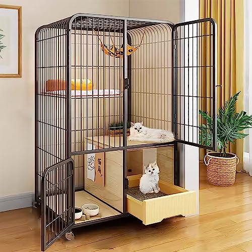Katzenkäfig für Indoor-Katzen und Kleintiere – Großes Gehege mit Katzentoilette und Rollen für einfache Mobilität – ideal für Katzen, Frettchen und Chinchillas Katzenkäfig für Indoor-Katzen und Kleintiere – Großes Gehege mit Katzentoilette und Rollen für einfache Mobilität – ideal für Katzen, Frettchen und Chinchillas von Generisch