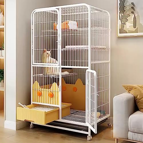 Katzenkäfig für Indoor-Katzen und Kleintiere – Großes Gehege mit Katzentoilette und Rollen für einfache Mobilität – ideal für Katzen, Frettchen und Chinchillas Katzenkäfig für Indoor-Katzen und Kleintiere – Großes Gehege mit Katzentoilette und Rollen für einfache Mobilität – ideal für Katzen, Frettchen und Chinchillas von Generisch