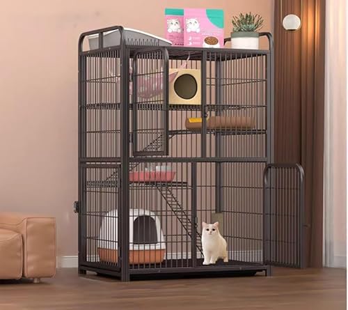 Katzenkäfig für den Innenbereich, Doppeltür-Design, Dachfenster und Tor, obere Ablage, leicht zu reinigen, Stoßstangenschloss – ideal, um Haustiere sicher in Ihrem Zuhause zu halten von Generisch