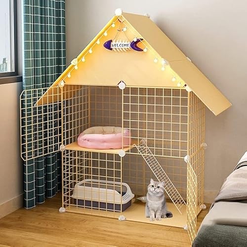 Katzenkäfig für den Innenbereich, Metall, Eisengitter, mit Rampen und Türen für Kleintiere (75 x 37 x 109 cm) von Generisch