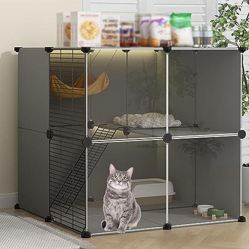 Katzenkäfig für den Innenbereich, Metallgehege für Katzen und Kätzchen, abnehmbarer und geräumiger Katzenkäfig, große Übungshütte, Haustierhaus für den Innenbereich (Schwarz, 71,9 cm L x 37,1 cm B) von Generisch