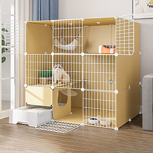 Katzenkäfig für den Innenbereich, abnehmbares Metall-Katzengehege für Kleintiere, DIY Kätzchenbox & Haus, Übungsraum für 1-3 Katzen, Gelb, 111 x 49 x 73 cm Katzenkäfig für den Innenbereich, abnehmbares Metall-Katzengehege für Kleintiere, DIY Kätzchenbox & Haus, Übungsraum für 1-3 Katzen, Gelb, 111 x 49 x 73 cm von Generisch