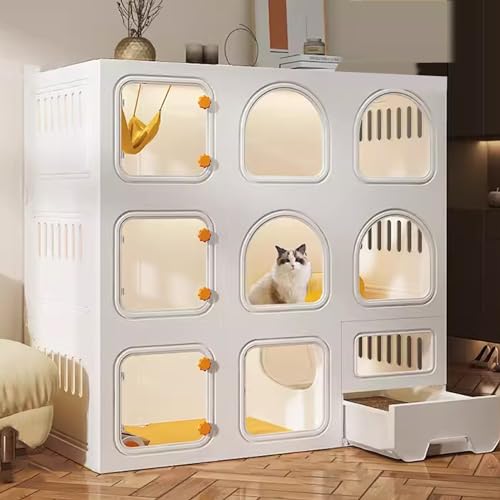 Katzenkäfig für den Innenbereich mit Katzentoilette, multifunktionales Katzenhaus für Bewegung und Spielen, einfach zu montierende Katzenstreu für Haustiere Katzenkäfig für den Innenbereich mit Katzentoilette, multifunktionales Katzenhaus für Bewegung und Spielen, einfach zu montierende Katzenstreu für Haustiere von Generisch