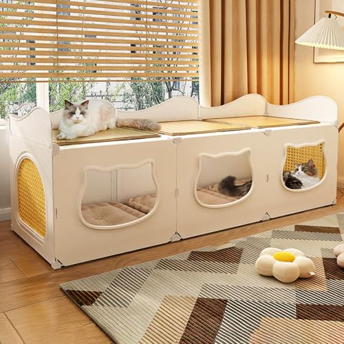Katzenkäfig für den Innenbereich mit Stauraum oben, halbgeschlossenes Gehege & Loungebett, idealer Laufstall für Kätzchen und Katzen, einfache Selbstmontage Katzenkäfig für den Innenbereich mit Stauraum oben, halbgeschlossenes Gehege & Loungebett, idealer Laufstall für Kätzchen und Katzen, einfache Selbstmontage von Generisch