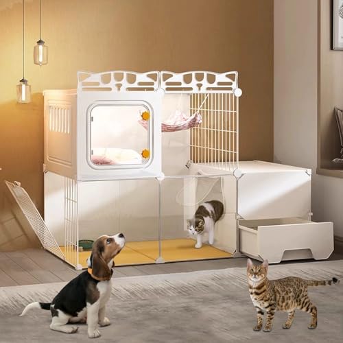 Katzenkäfig für den Innenbereich mit Türschloss und Katzentoilette, leicht zu reinigen und zu belüften, perfekt für sicheres und komfortables Haustiergehege Katzenkäfig für den Innenbereich mit Türschloss und Katzentoilette, leicht zu reinigen und zu belüften, perfekt für sicheres und komfortables Haustiergehege von Generisch