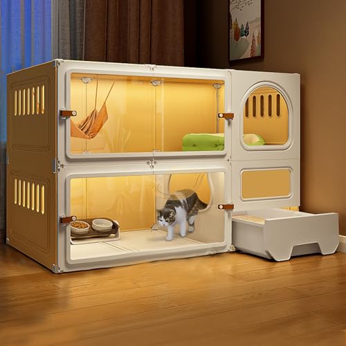 Katzenkäfig für den Innenbereich mit integrierter Katzentoilette, strapazierfähiges PP-Harzmaterial für optimale Belüftung, geräumiges Gehege, geeignet für 1-3 Katzen und kleine Haustiere Katzenkäfig für den Innenbereich mit integrierter Katzentoilette, strapazierfähiges PP-Harzmaterial für optimale Belüftung, geräumiges Gehege, geeignet für 1-3 Katzen und kleine Haustiere von Generisch