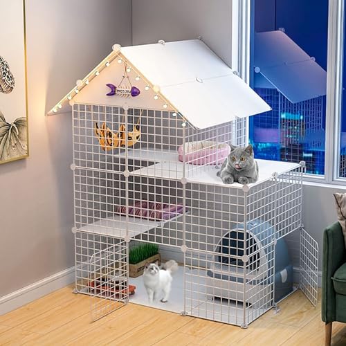 Katzenkäfig mit 3 Ebenen, zusammenklappbar, extra groß, für Katzen und Meerschweinchen, idealer Übungsraum Katzenkäfig mit 3 Ebenen, zusammenklappbar, extra groß, für Katzen und Meerschweinchen, idealer Übungsraum von Generisch