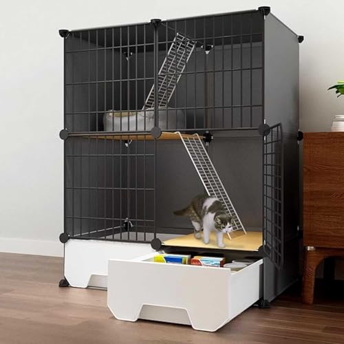 Katzenkäfig mit Katzenklo - DIY Kätzchen Laufstall für Indoor-Katzen | Abnehmbare Metalldrahtzwinger, ideale Katzengehege Indoor | Perfekte Wohnung Balkon Katzengehege Katzenkäfig mit Katzenklo - DIY Kätzchen Laufstall für Indoor-Katzen | Abnehmbare Metalldrahtzwinger, ideale Katzengehege Indoor | Perfekte Wohnung Balkon Katzengehege von Generisch
