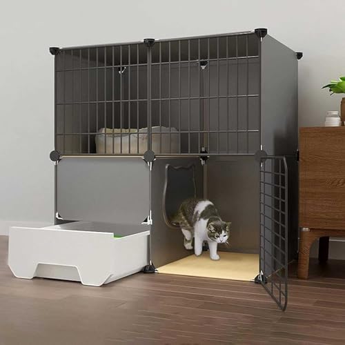Katzenkäfig mit Katzenklo - DIY Kätzchen Laufstall für Indoor-Katzen | Abnehmbare Metalldrahtzwinger, ideale Katzengehege Indoor | Perfekte Wohnung Balkon Katzengehege Katzenkäfig mit Katzenklo - DIY Kätzchen Laufstall für Indoor-Katzen | Abnehmbare Metalldrahtzwinger, ideale Katzengehege Indoor | Perfekte Wohnung Balkon Katzengehege von Generisch