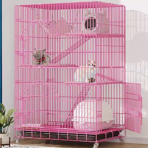 Katzenkäfig mit Katzenklo - Indoor Outdoor Zwinger mit Lenkrollen 3 Türen Haustier Laufstall für Katzen und Kleintiere von Generisch