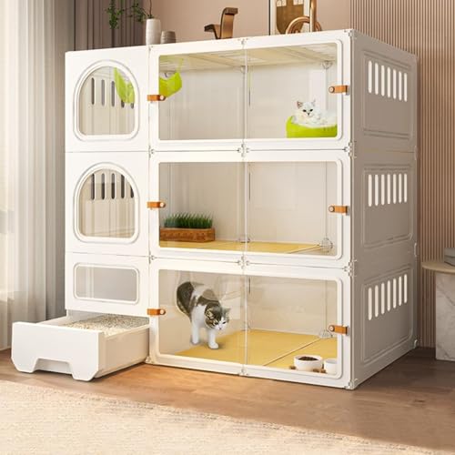 Katzenkäfig mit Katzenklo - Transparentes Indoor-Katzenvillengehege für glückliche Katzenfreunde, geräumiges Design und einfacher Zugang für Ihre geliebten Katzen Katzenkäfig mit Katzenklo - Transparentes Indoor-Katzenvillengehege für glückliche Katzenfreunde, geräumiges Design und einfacher Zugang für Ihre geliebten Katzen von Generisch