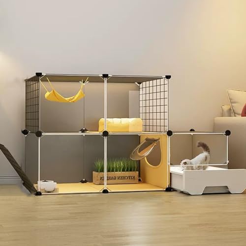 Katzenkäfig mit Katzenklo und Leitern, Abnehmbarer Metalldraht Laufstall für Kleintiere, mehrstöckiges Zwingergehege Katzenkäfig mit Katzenklo und Leitern, Abnehmbarer Metalldraht Laufstall für Kleintiere, mehrstöckiges Zwingergehege von Generisch