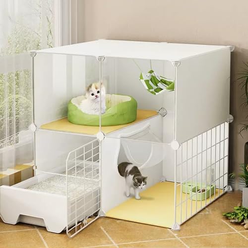 Katzenkäfig mit Katzentoilette, Katzengehege mit transparenter Scheibe, Katzenlaufstall mit Leiter, Abnehmbarer Metalldraht Kleintierkäfige Katzenkäfig mit Katzentoilette, Katzengehege mit transparenter Scheibe, Katzenlaufstall mit Leiter, Abnehmbarer Metalldraht Kleintierkäfige von Generisch