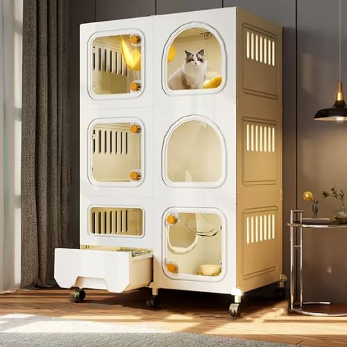 Katzenkäfig mit Katzentoilette, multifunktionales Katzengehege für den Innenbereich, leicht zu bewegende DIY-Zwinger, Haustier-Laufgitter-Kiste für 1-3 Katzen, 2/3-stöckiger Übungsplatz Katzenkäfig mit Katzentoilette, multifunktionales Katzengehege für den Innenbereich, leicht zu bewegende DIY-Zwinger, Haustier-Laufgitter-Kiste für 1-3 Katzen, 2/3-stöckiger Übungsplatz von Generisch