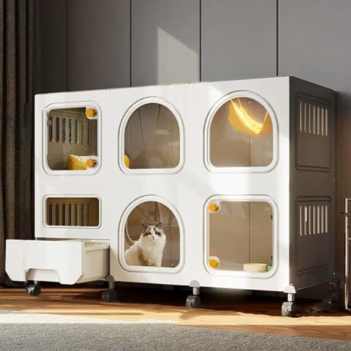 Katzenkäfig mit Katzentoilette, multifunktionales Katzengehege für den Innenbereich, leicht zu bewegende DIY-Zwinger, Haustier-Laufgitter-Kiste für 1-3 Katzen, 2/3-stöckiger Übungsplatz Katzenkäfig mit Katzentoilette, multifunktionales Katzengehege für den Innenbereich, leicht zu bewegende DIY-Zwinger, Haustier-Laufgitter-Kiste für 1-3 Katzen, 2/3-stöckiger Übungsplatz von Generisch