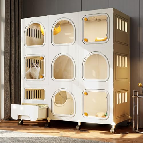 Katzenkäfig mit Katzentoilette, multifunktionales Katzengehege für den Innenbereich, leicht zu bewegende DIY-Zwinger, Haustier-Laufgitter-Kiste für 1-3 Katzen, 2/3-stöckiger Übungsplatz Katzenkäfig mit Katzentoilette, multifunktionales Katzengehege für den Innenbereich, leicht zu bewegende DIY-Zwinger, Haustier-Laufgitter-Kiste für 1-3 Katzen, 2/3-stöckiger Übungsplatz von Generisch