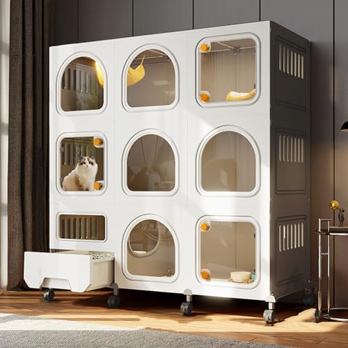 Katzenkäfig mit Katzentoilette, multifunktionales Katzengehege für den Innenbereich, leicht zu bewegende DIY-Zwinger, Haustier-Laufgitter-Kiste für 1-3 Katzen, 2/3-stöckiger Übungsplatz Katzenkäfig mit Katzentoilette, multifunktionales Katzengehege für den Innenbereich, leicht zu bewegende DIY-Zwinger, Haustier-Laufgitter-Kiste für 1-3 Katzen, 2/3-stöckiger Übungsplatz von Generisch
