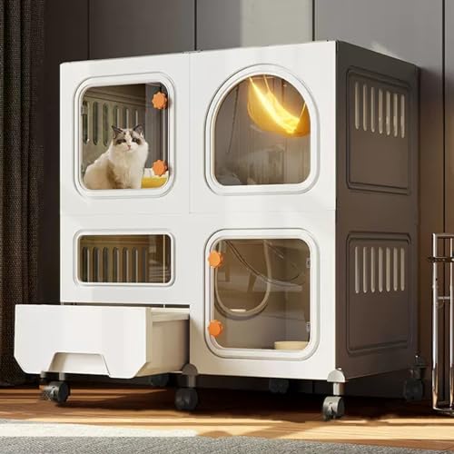 Katzenkäfig mit Rädern, DIY Katzengehege - Großer 2/3 Etagen Laufstall mit Katzenklo Faltbare Zwinger Abnehmbare Metalldrahtkiste Übungsplatz für Katzen - Katzenhütten auf Rädern Katzenkäfig mit Rädern, DIY Katzengehege - Großer 2/3 Etagen Laufstall mit Katzenklo Faltbare Zwinger Abnehmbare Metalldrahtkiste Übungsplatz für Katzen - Katzenhütten auf Rädern von Generisch