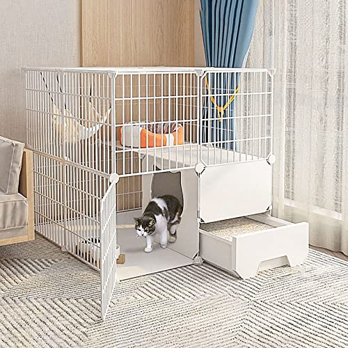 Katzenkäfige – Indoor-Katzenkäfig, Katzenlaufstall, Katzengehege für Balkon, abnehmbarer Metalldraht, für den Innenbereich, Heimwerker, Käfig, Frettchenkäfig, Meerschweinchenkäfig, Katzenkäfig – ideal von Generisch