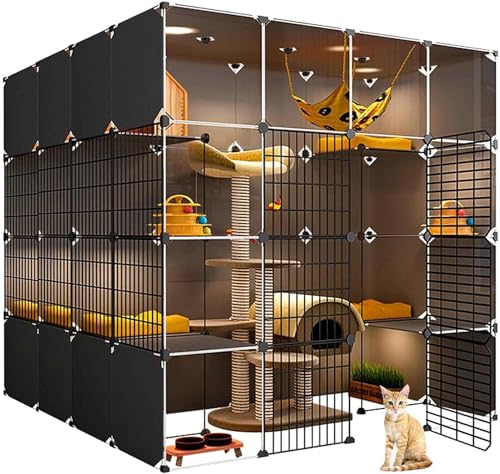 Katzenkäfige Indoor XL/XXL - Großes transparentes Design Katzenhaus mit doppellagiger beschwerter Plattform, einfach zu montierende Innenmöbel für Katzen von Generisch