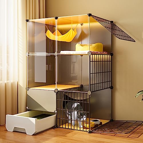 Katzenkäfige Indoor mit Katzentoilette - Leicht zu reinigender Kätzchenkäfig und Katzengehege im Freien für 1-4 Katzen - Ideal für den Innen- und Außenbereich Katzenkäfige Indoor mit Katzentoilette - Leicht zu reinigender Kätzchenkäfig und Katzengehege im Freien für 1-4 Katzen - Ideal für den Innen- und Außenbereich von Generisch