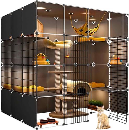 Katzenkäfige für den Innenbereich, XL, XL, Katzenhaus für den Innenbereich, großes Haus, transparentes Design, doppellagige gewichtete Plattform, einfach zu montieren (Größe: 142 x 107 x 142 cm, Farbe Katzenkäfige für den Innenbereich, XL, XL, Katzenhaus für den Innenbereich, großes Haus, transparentes Design, doppellagige gewichtete Plattform, einfach zu montieren (Größe: 142 x 107 x 142 cm, Farbe von Generisch