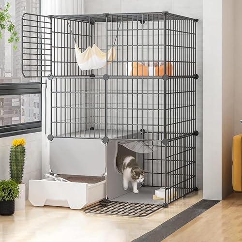 Katzenkäfige für den Innenbereich, groß, mit Harz-Fußpolster – Schwarz/Gelb – 10 Größen, mit Katzenklo aus Draht, zusammenklappbarer Katzenkäfig, tragbarer Meerschweinchenkäfig Katzenkäfige für den Innenbereich, groß, mit Harz-Fußpolster – Schwarz/Gelb – 10 Größen, mit Katzenklo aus Draht, zusammenklappbarer Katzenkäfig, tragbarer Meerschweinchenkäfig von Generisch