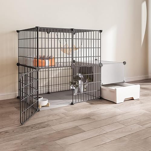 Katzenkäfige für den Innenbereich, groß, mit Harz-Fußpolster – Schwarz/Gelb – 10 Größen, mit Katzenklo aus Draht, zusammenklappbarer Katzenkäfig, tragbarer Meerschweinchenkäfig Katzenkäfige für den Innenbereich, groß, mit Harz-Fußpolster – Schwarz/Gelb – 10 Größen, mit Katzenklo aus Draht, zusammenklappbarer Katzenkäfig, tragbarer Meerschweinchenkäfig von Generisch