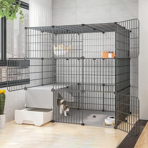 Katzenkäfige für den Innenbereich, groß, mit Harz-Fußpolster – Schwarz/Gelb – 10 Größen, mit Katzenklo aus Draht, zusammenklappbarer Katzenkäfig, tragbarer Meerschweinchenkäfig Katzenkäfige für den Innenbereich, groß, mit Harz-Fußpolster – Schwarz/Gelb – 10 Größen, mit Katzenklo aus Draht, zusammenklappbarer Katzenkäfig, tragbarer Meerschweinchenkäfig von Generisch