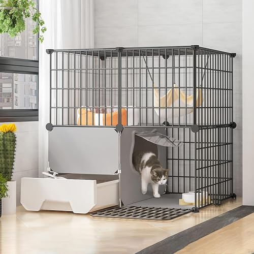 Katzenkäfige für den Innenbereich, groß, mit Harz-Fußpolster – Schwarz/Gelb – 10 Größen, mit Katzenklo aus Draht, zusammenklappbarer Katzenkäfig, tragbarer Meerschweinchenkäfig Katzenkäfige für den Innenbereich, groß, mit Harz-Fußpolster – Schwarz/Gelb – 10 Größen, mit Katzenklo aus Draht, zusammenklappbarer Katzenkäfig, tragbarer Meerschweinchenkäfig von Generisch