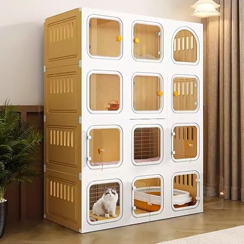 Katzenkäfiggehege für den Innenbereich – DIY Katzenlaufstall mit Katzentoilette, Hängematte und Platz für 1–2 Katzen, Frettchen, Chinchillas und Kaninchen (106 x 46 x 141 cm) von Generisch