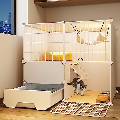 Katzenkiste - Großes Indoor-Katzengehege mit 2-stöckigem Design und Katzentoilette, abnehmbar und DIY für 1-2 Katzen, idealer Übungsraum für Haustiere im Innenbereich Katzenkiste - Großes Indoor-Katzengehege mit 2-stöckigem Design und Katzentoilette, abnehmbar und DIY für 1-2 Katzen, idealer Übungsraum für Haustiere im Innenbereich von Generisch