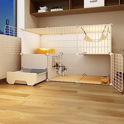 Katzenkiste - Großes Indoor-Katzengehege mit 2-stöckigem Design und Katzentoilette, abnehmbar und DIY für 1-2 Katzen, idealer Übungsraum für Haustiere im Innenbereich Katzenkiste - Großes Indoor-Katzengehege mit 2-stöckigem Design und Katzentoilette, abnehmbar und DIY für 1-2 Katzen, idealer Übungsraum für Haustiere im Innenbereich von Generisch