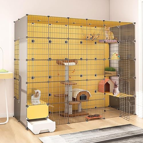 Katzenklo für den Innenbereich mit abnehmbarer Katzentoilette, großer Metalldrahtkäfig für Bewegung und Komfort, ideal für 1-2 Katzen Katzenklo für den Innenbereich mit abnehmbarer Katzentoilette, großer Metalldrahtkäfig für Bewegung und Komfort, ideal für 1-2 Katzen von Generisch