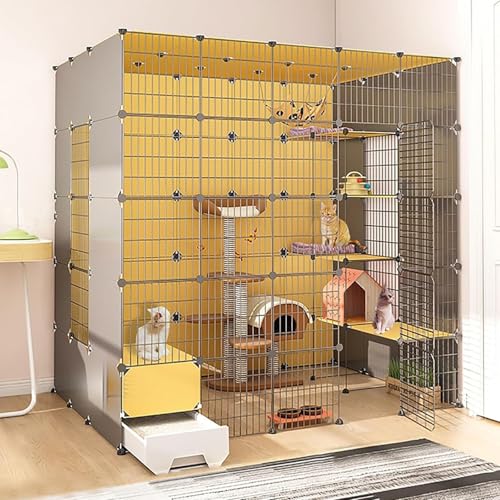 Katzenklo für den Innenbereich mit abnehmbarer Katzentoilette, großer Metalldrahtkäfig für Bewegung und Komfort, ideal für 1-2 Katzen Katzenklo für den Innenbereich mit abnehmbarer Katzentoilette, großer Metalldrahtkäfig für Bewegung und Komfort, ideal für 1-2 Katzen von Generisch