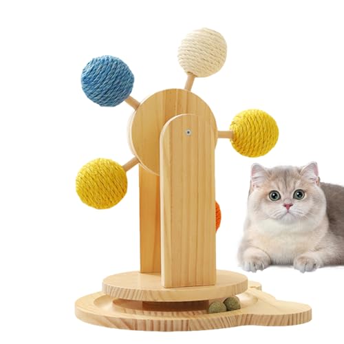 Katzenkratzball Spielzeug | Rotierender interaktiver Holz Kätzchen Kratzbaum - Haustier Übung Katzenminze Spielzeug Spielen mit 5 Sisalbällen für kleine und mittelgroße Katzen Katzenkratzball Spielzeug | Rotierender interaktiver Holz Kätzchen Kratzbaum - Haustier Übung Katzenminze Spielzeug Spielen mit 5 Sisalbällen für kleine und mittelgroße Katzen von Generisch