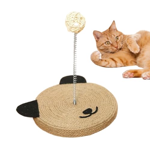 Katzenkratzbrett mit Ball, Sisal Cat Scratch | Interaktiver Sisal Cat Head Form Stick - Protektor für Hausmöbel, Spielzeug für mentale körperliche Bewegung, eingebaute Glocke für Innenkätzchen von Generisch