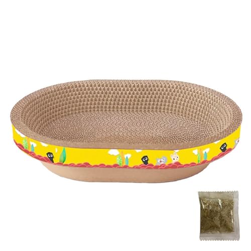 Katzenkratzunterlage - Wellpappe Kratzschale, ovales Katzenkratzbrett | Vielseitiges Kratzbett aus Karton mit Katzenminze, Wandmontierter Katzenkratzer für Katzen Kätzchen Schützen Teppiche Möbel Katzenkratzunterlage - Wellpappe Kratzschale, ovales Katzenkratzbrett | Vielseitiges Kratzbett aus Karton mit Katzenminze, Wandmontierter Katzenkratzer für Katzen Kätzchen Schützen Teppiche Möbel von Generisch