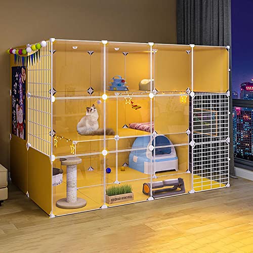 Katzenlaufgittergehege, großer abnehmbarer Metalldrahthütte für Indoor-Katzen, idealer Übungsraum für 1-4 Katzen von Generisch