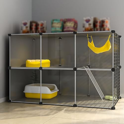 Katzenlaufstall, Großer DIY 2/3 Etagen Katzenkäfig Abnehmbare Katzenschatulle Idealer Übungsplatz für 1-2 Katzen von Generisch