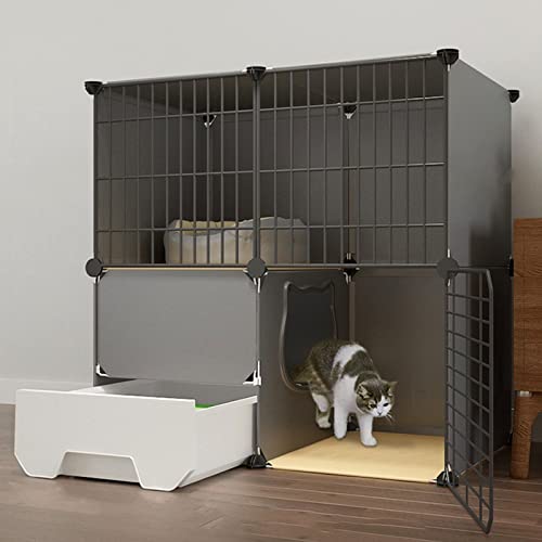 Katzenlaufstall, abnehmbarer Metalldraht Katzenkiste, großes Innengehege für 1-2 Katzen - Idealer Übungsraum von Generisch